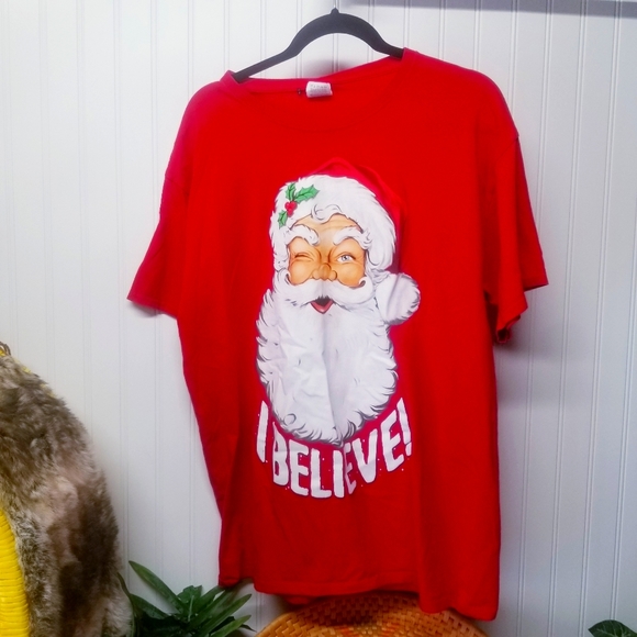 Fruit of the Loom Other - Christmas Santa Men's T-shirt I Believe Large